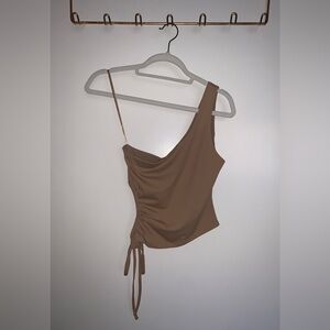 White Fox Boutique One Shoulder Cutout Tank